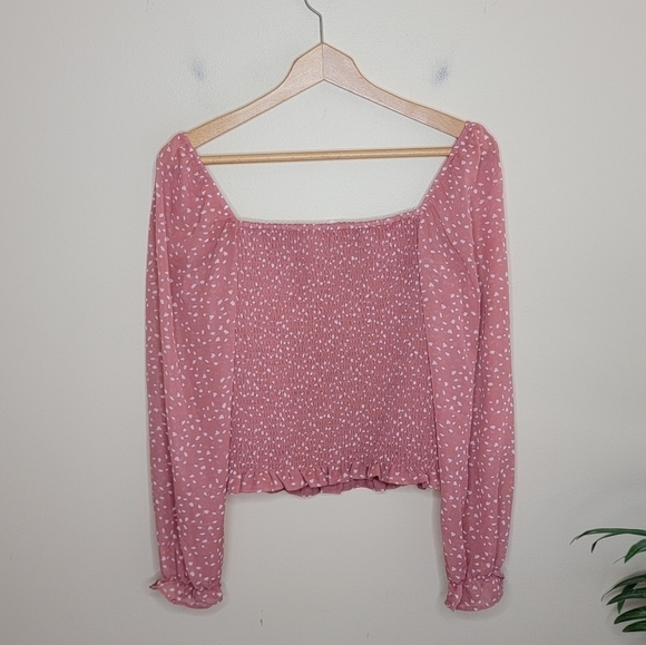 NWT Stitch Fix Lush | Reyna Smocked Peasant Blouse in Light Pink Size XL - Picture 7 of 7